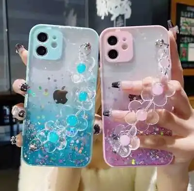 Glitter Shockproof Case For IPhone 13 12 Pro 11 Pro Max 14 8 7+ With Wrist Strap • £7.99