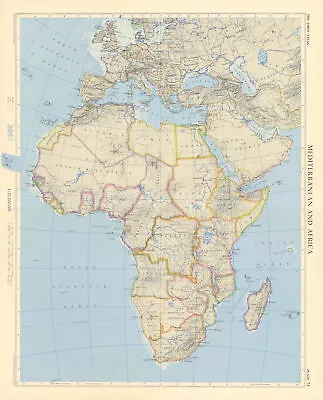 Africa. French Equatorial Africa. Rhodesia. Belgian Congo. TIMES 1956 Old Map • £32