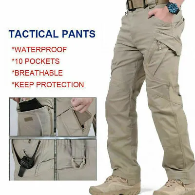 Mens Cargo Combat Work Tactical Trousers Work Casual Wear Pants Waist 32-46 UK • £12.09