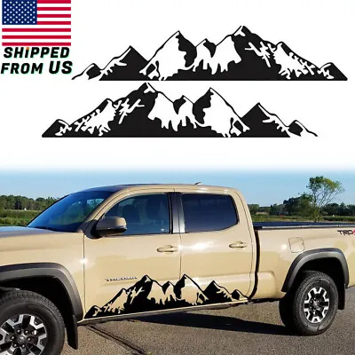 2Pcs Black Snow Mountain Car Side Skirt Sticker For Tacoma RAV4 JEEP Ford Etc • $21.99