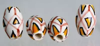 £3.99 • Buy Hand Painted Hair Beads & Great For Crafts And Jewellery Made In Peru Oval V076