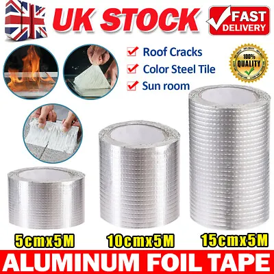 Super Strong Aluminum Foil Tape Butyl Seal Rubber Tape Waterproof Roof-Repair UK • £4.99