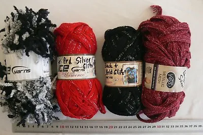 SCARF Frilly Acrylic YARN - 4 Mixed Styles & Colours Pack 3 With Glitz Edge - 4A • $22.52