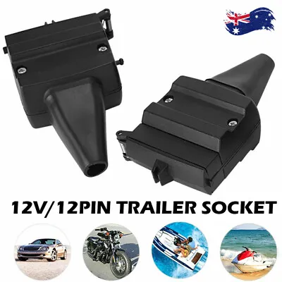 $14.99 • Buy 12 Pin Flat Trailer Socket Plug Set Connector Trailer Camper Adaptor Caravan