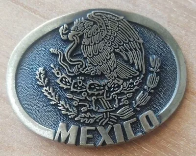 Vintage 1980's Mexico Coat Of Arms Solid Brass Belt Buckle Mexican Seal • $99.99