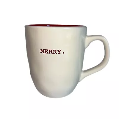 Vintage Rae Dunn Magenta Artisan Collection Ivory Outside Red Inside MERRY Mug • $14.99