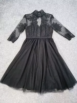 Chi Chi Black Lace Maternity Dress Size 8 • £9.99