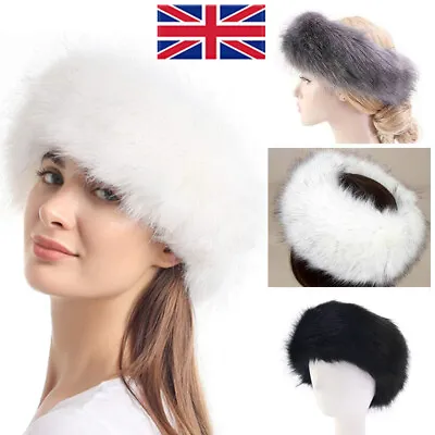 Women Thick Fluffy Faux Fur Head Band Winter Headbands Ski Hat Ushanka Cossack • £3.59