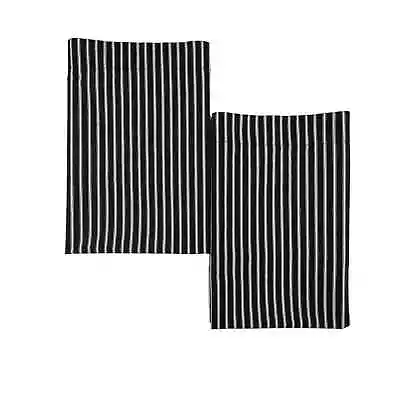 Martha Stewart Collection Pair Euro Shams Black White Stripe Cotton Blend • $13.50