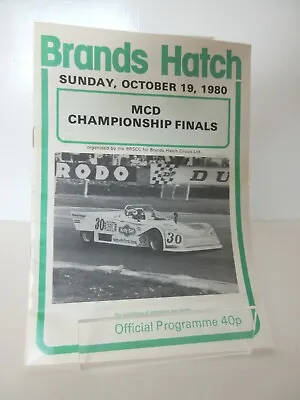 Brands Hatch Brscc Mcd Championship Finals Motor Car Races Programme 19.10.1980 • £4.99