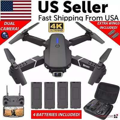 2024 New RC Drone With 4K HD Dual Camera WiFi FPV Foldable Quadcopter +4 Battery • $28.39