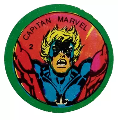 1980 Marvel Superheroes Captain Marvel Card Disc Pog Argentina Variant #2 • £14.41