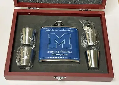 Michigan Wolverines 2023-24 National Champions 6 Oz Flask W Opt Presentation Box • $19.99