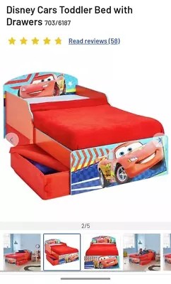 Disney Cars Lightning Mcqueen Junior Toddler Bed With Storage + Mattress • £60