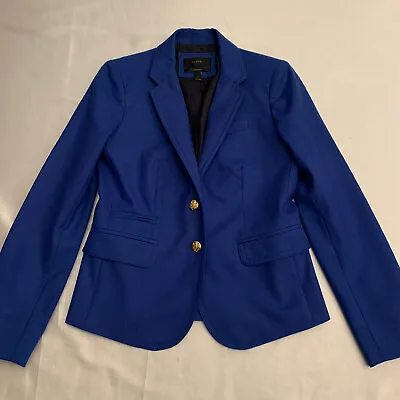 J Crew Womens Schoolboy 100% Wool Blazer Jacket Size 2 Blue Lined 48682 EUC 👀🔥 • $39.99