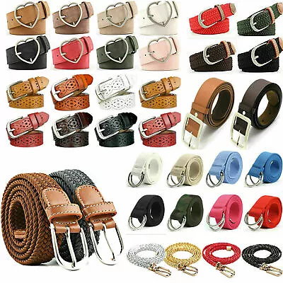 £6.64 • Buy Womens Ladies Buckle Canvas Belt Woven Dress Jeans Leather Belts Waistband Band