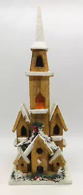  Wooden Christmas Village Church Light Up Decoration Ornament Scene Xmas - 50 CM • £2