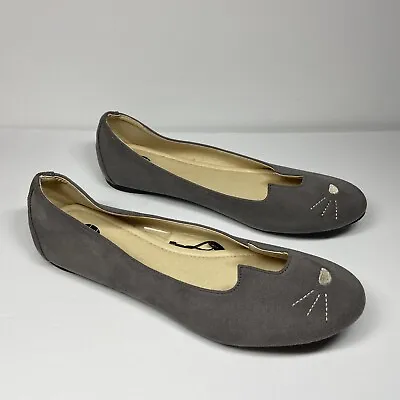 TUK Footwear Size 11 Cat Kitten Novelty Grey Sophistakitty Cat Ballet Flats Shoe • $34.99