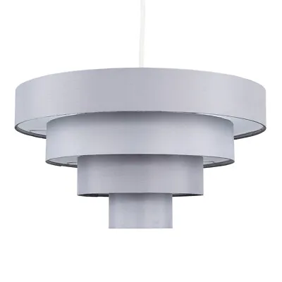 Modern 4 Tier Ceiling Light Shade Easy Fit Fabric Lampshade Pendant LED Lighting • £13.59