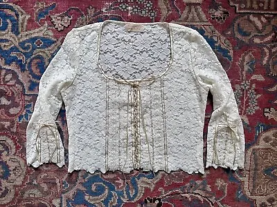 Vintage Y2k 90’s Couture Ivory Lace Corset Top Medieval Milkmaid Women’s Size M • $72