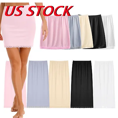 Women Girls Half Mini Slip High Waist A Line Curved Petticoat Skirt Underskirt  • $7.19