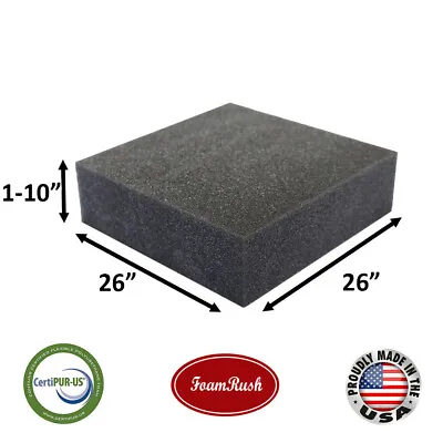 $30.99 • Buy FoamRush  26  X 26  Charcoal High Density Upholstery Foam Cushion (Made In USA)