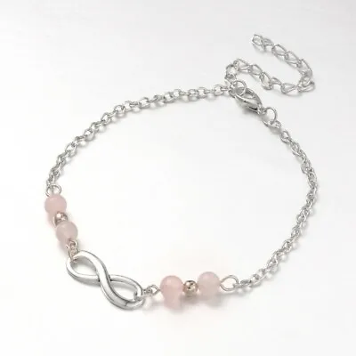 £3.89 • Buy Crystal Gemstone Bracelet Anklet Chakra Infinity Silver Ankle Chain Healing UK