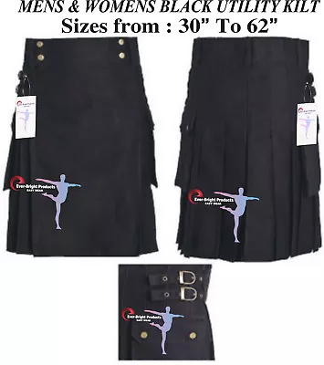 $27.99 • Buy New Utility Kilt Scottish Kilts Black 30  To 62  Select Any Size.Clearance SALE