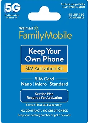 Walmart Family Mobile Keep Your Own Phone 3-IN-1 SIM Card No Contract Prepaid • $7.89