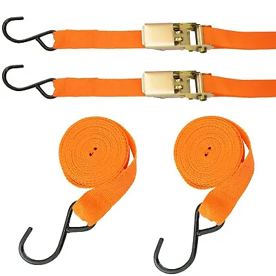 2 X Heavy Duty Ratchet Tie Down Straps Car Roof Rack 25mm X 4.5M Recovery Truck • £8.99