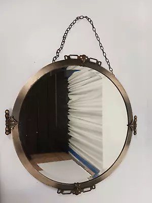 Mirror Circular Chain Wall Hanging Metal Frame Living Room Hall Vintage WR B992 • £5.95