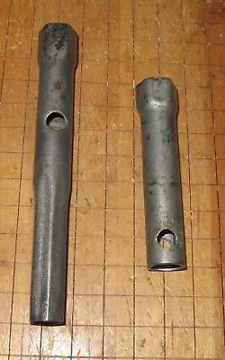 2 Vintage Unmarked Steel Tube Socket Spark Plug Type  Wrenches 3/8  & 1/2  • $8