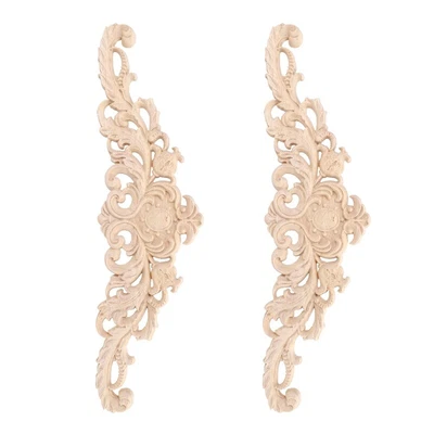$10.43 • Buy 2Pcs Wood Decorative Long Carved Onlay Applique Furniture Corners Ornament HomH