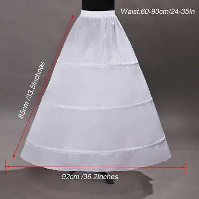 3 Hoop White Crinoline Skirt Long For A Line Bridal Dress Gown Slip Petticoat • $15.03