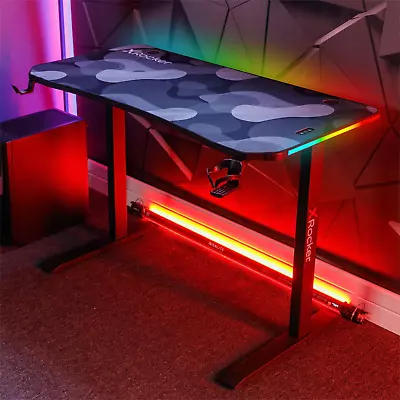 X Rocker Gaming Desk Cobra RGB Lighting With Cup Holder And Headset Hook NEW UK • £189.95