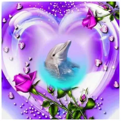 $11.29 • Buy Love Dolphin 5D DIY Full Round Drill Diamond Painting Home Decor Art Beadworks