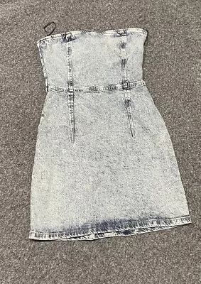 Zara Woman Mini Dress Denim Size M Light Blue Zipper • $18.99