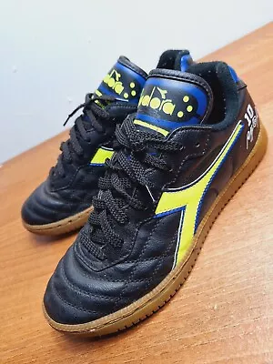 Size 7 Vintsge 80's Diadora Trainers Black  Sneakers Turf Sports • £6.50