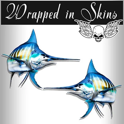 Striped Marlin Decals Fish Stickers Tackle Box RV Truck Trailer AFP-0073 • $3.14