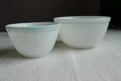 Vintage Pyrex Turquoise Aqua Mixing Bowl Set 2 Robin Egg Blue Milk Glass Nesting • $29.99