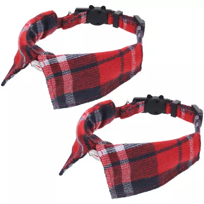  2 Pcs Plaid Cat Collar With Bell Adjustable Cute Collars Decorate • £11.48