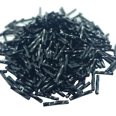 12mm X 2mm Black Twisted Glass Bugle Beads Miyuki TW401 25gm ~420 Beads • $3.49