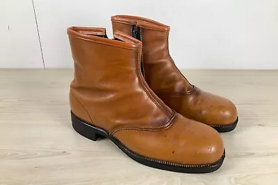 1970s Mens Vintage Oliver Leather Zip Up Boots - Size 8 - Australian Made • $99.95