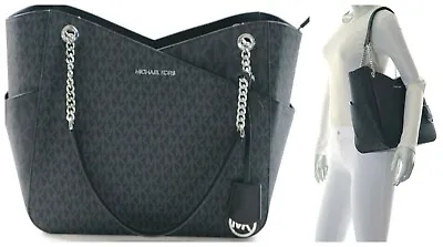 Michael Kors Jet Set Travel LARGE X Chain Shoulder Leather Tote PVC Black $558.0 • $148