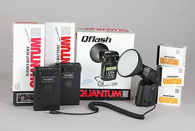 QUANTUM QFLASH T5D-R With 2 Turbo Batteries Canon Cords TTL Hotshoe And More! • $545