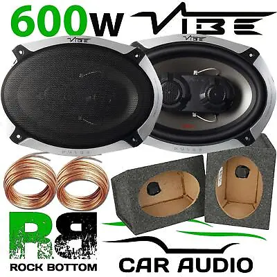 VIBE PULSE 600 Watts A Pair 3-Way CAR VAN Speakers & 6x9 (GREY) MDF Pod Box PAIR • £79.99