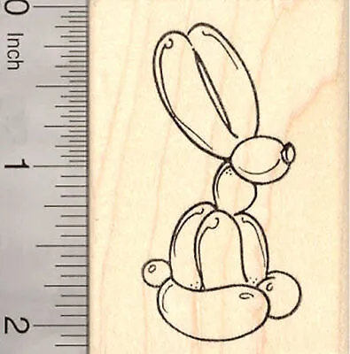 Balloon Animal Bunny Rabbit Rubber Stamp H21408 WM • $18