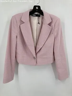 $14.99 • Buy Zara Womens Pink Long Sleeve Notch Lapel Single Breasted Cropped Blazer Jacket M