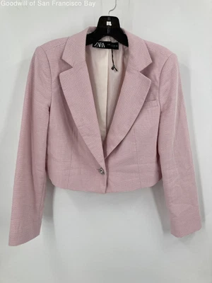 $14.99 • Buy Zara Womens Pink Long Sleeve Notch Lapel Single Breasted Cropped Blazer Jacket M