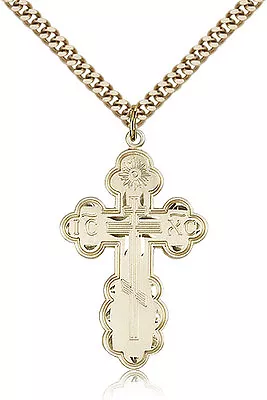 Gold Filled Cross Necklace For Men On 24 Chain - 30 Day Money Back Guarantee • $220